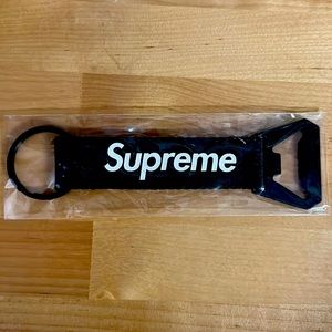 Supreme black web ring bottle opener keychain